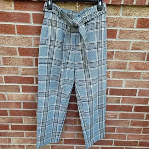 Wilfred Aritzia Plaid Career Cropped Ankle Pants Women's Size Small Belted